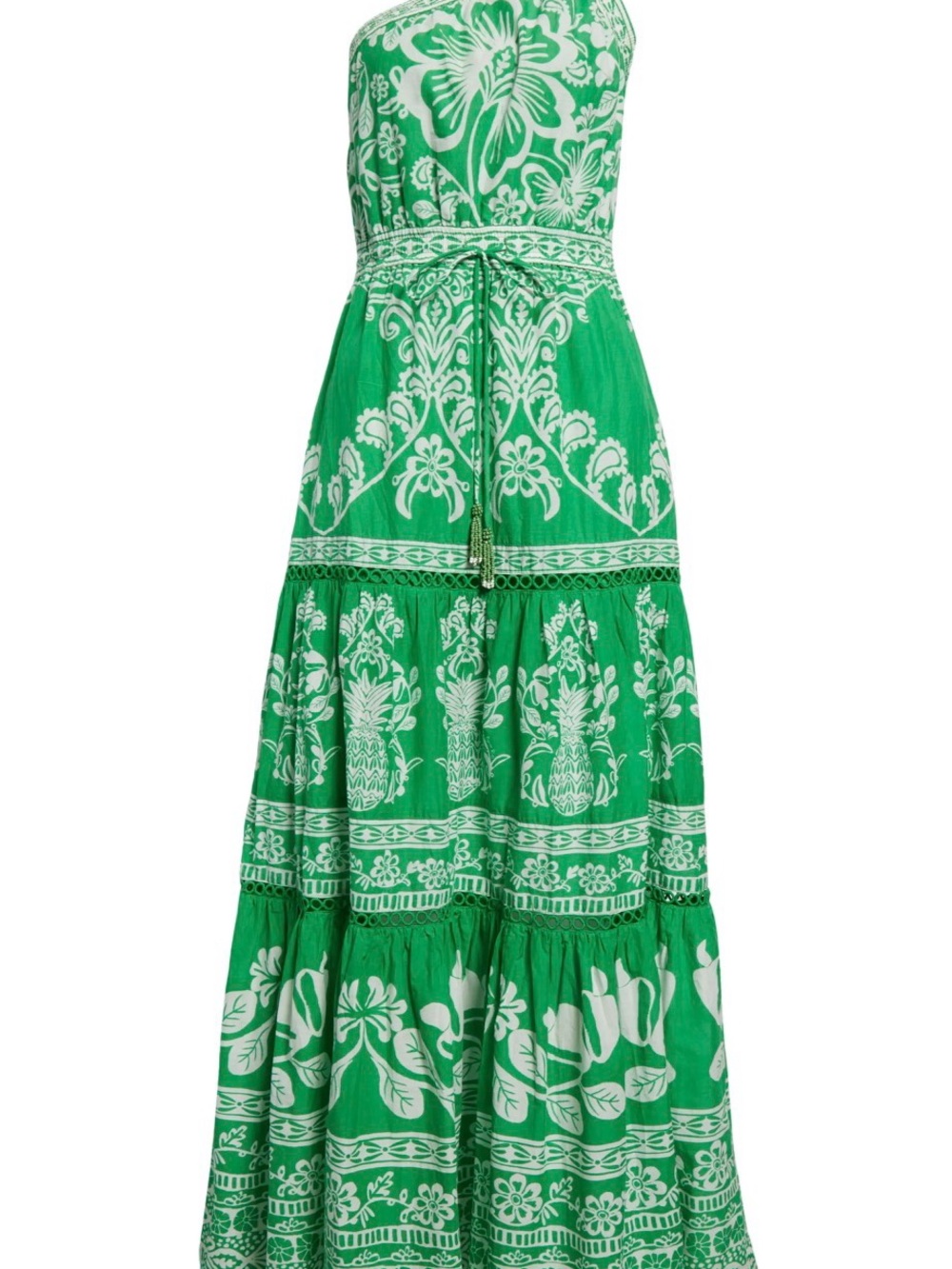 FARM Rio Green One-Shoulder Floral-Print Maxi Dress